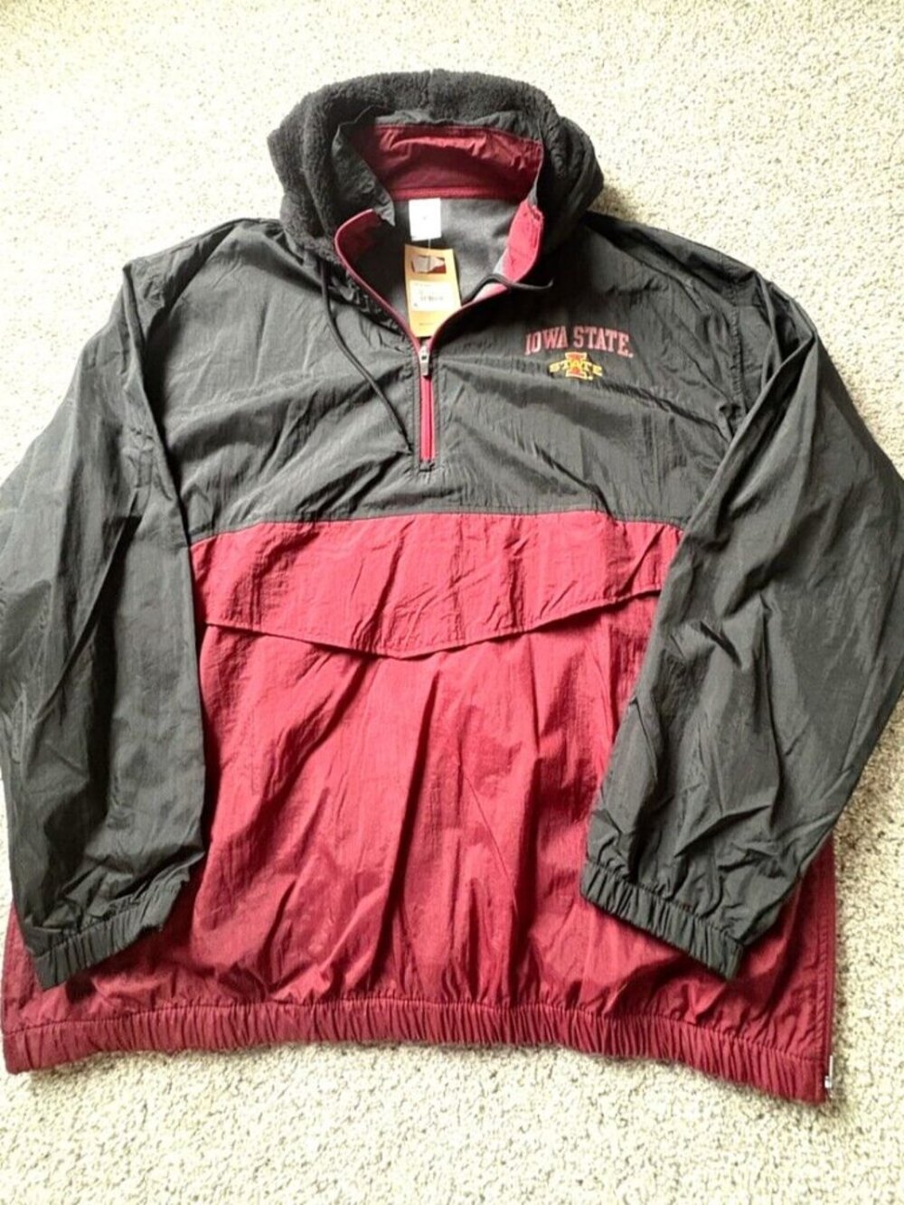 Iowa State Cyclones Pullover Windbreaker Anorak Black Red